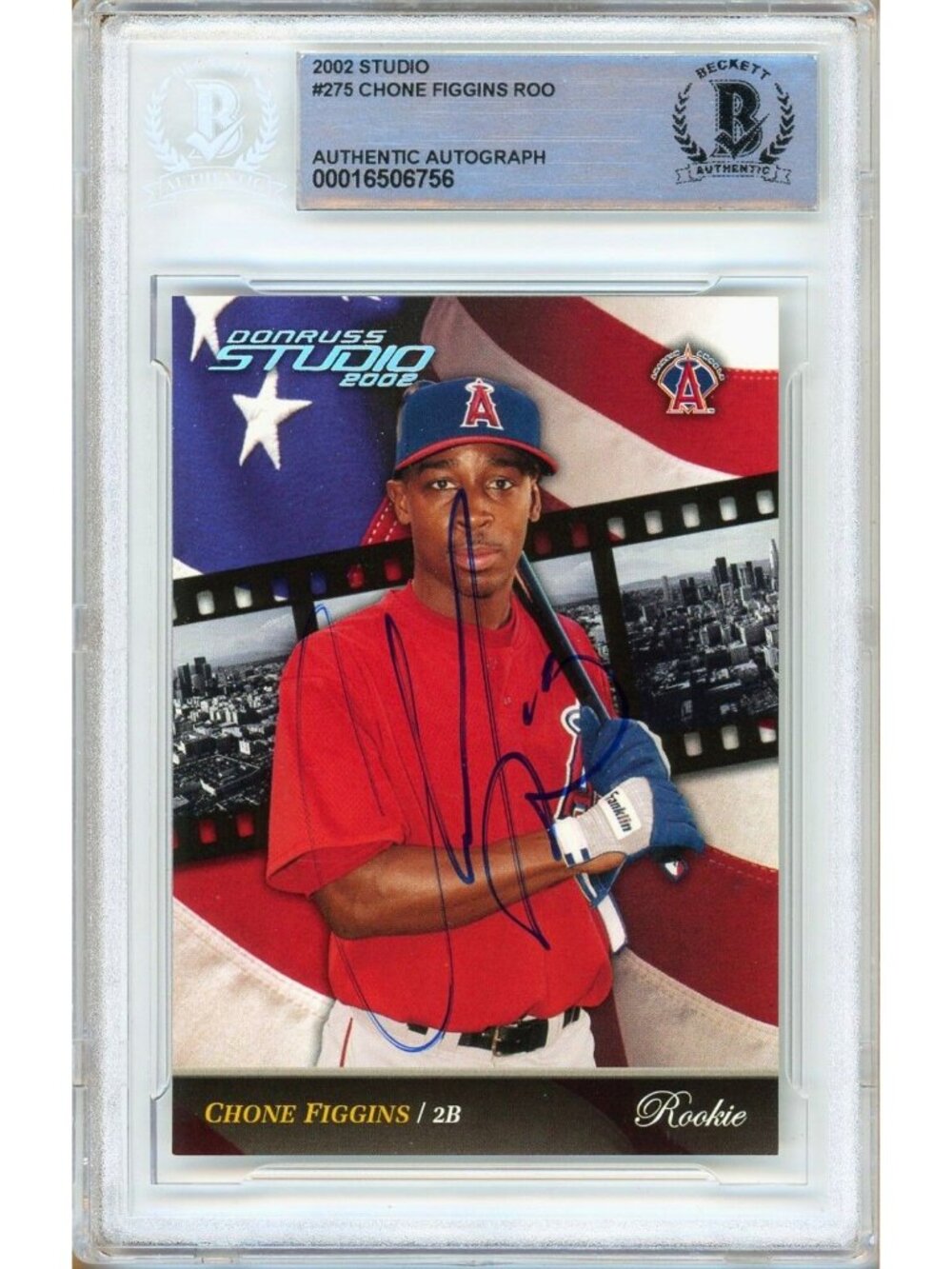 Chone Figgins Signed 2002 Studio #275 RC /1500 Angels Beckett BAS Slabbed Auto